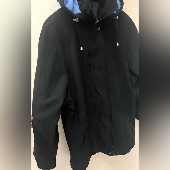 London Fog Black Bomber Jacket with Blue Accents - Picture 3 of 9